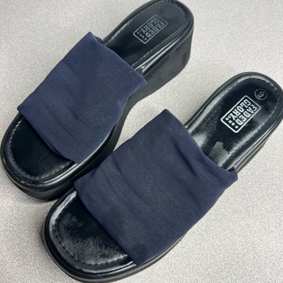 Vintage 90’s Y2K Faded Glory Platform Sandals Slinky Stretch Fabric Top - Picture 7 of 9
